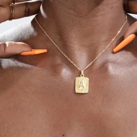 a z 26 initials pendant necklaces letter water wave chain necklace for women men jewelry gift gold square alphabet charm on sale