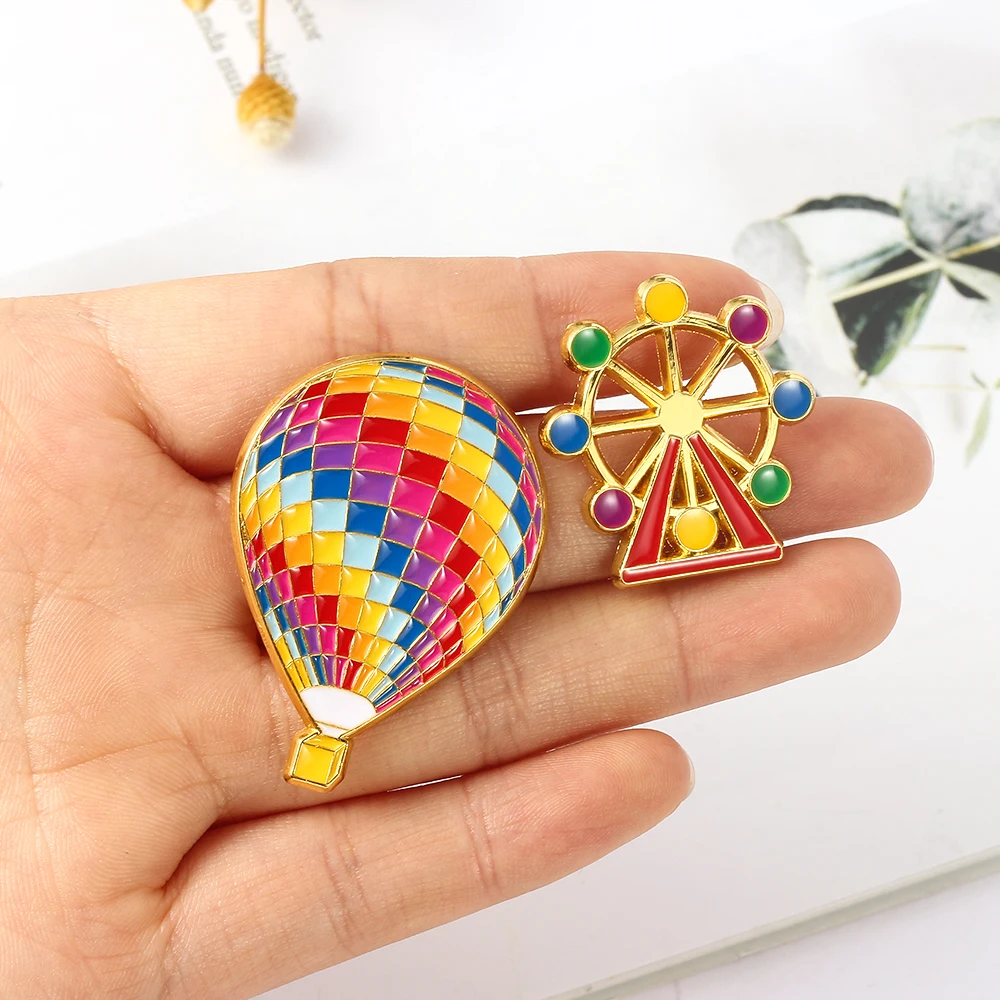 Мультяшная эмалированная булавка Милая воздушная брошь в форме воздушного шара