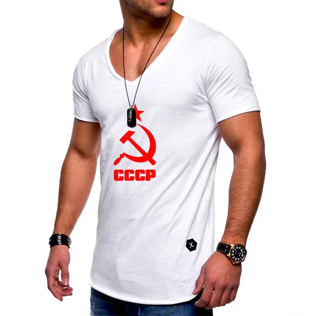 Новинка 2020 Мужская футболка с принтом СССР Россия Советский Союз однотонная