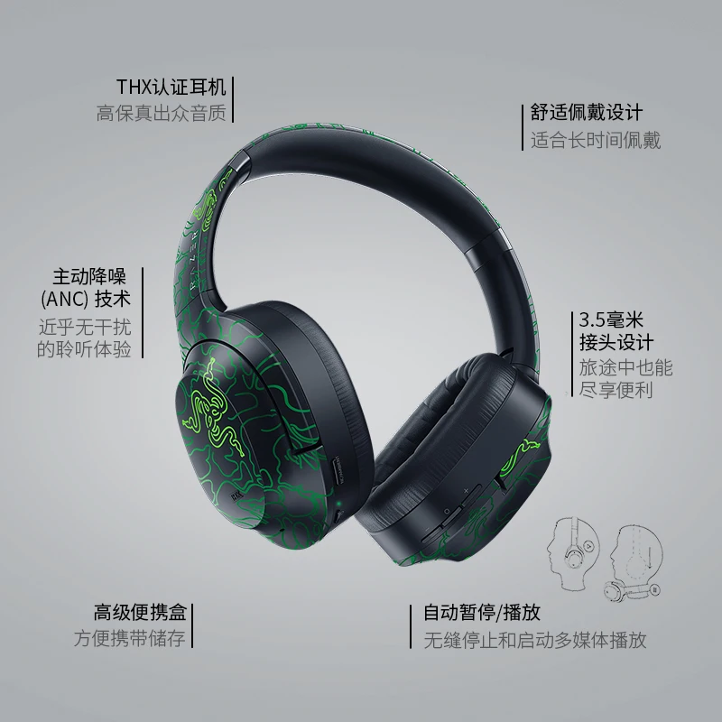 저렴한 Razer Opus BAPE 한정판 Bluetooth 무선 ANC 능동형 소음 제거 헤드셋 마이크