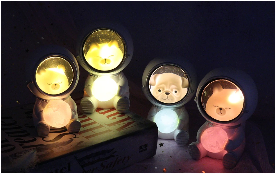 Ночной светильник LEDIARY Animal Astronaut, собака, кошка, медведь, украшения, светильник для животных, настольная лампа, теплый белый декор из смолы, светильник ing