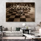Шахматная игра Искусство Холст Живопись раньше и Украшение стен картины Офис Кабинет украшение для дома