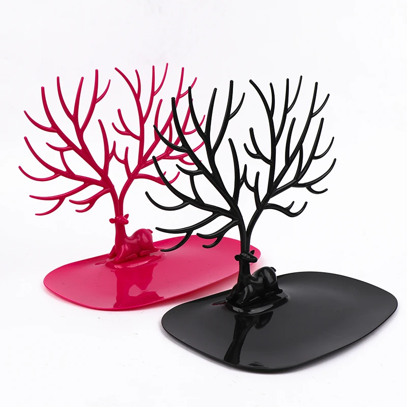 

Hot Black White Pink Rose Red Deer Earrings Necklace Ring Pendant Bracelet Jewelry Cases&Display Stand Tray Tree Storage jewelry