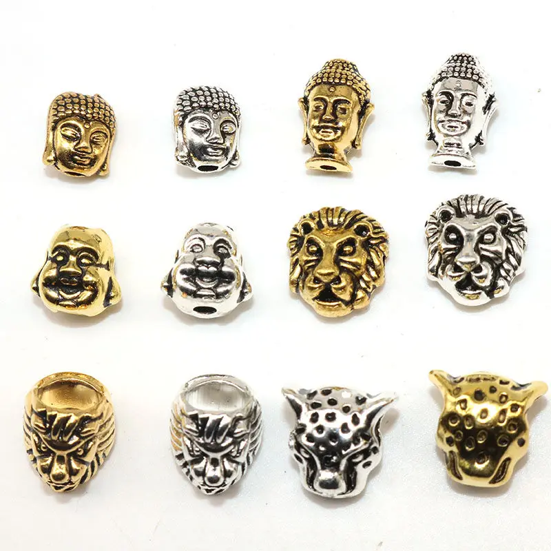 20шт животное леопард лев бусины голова Будды Европейский разделитель большое