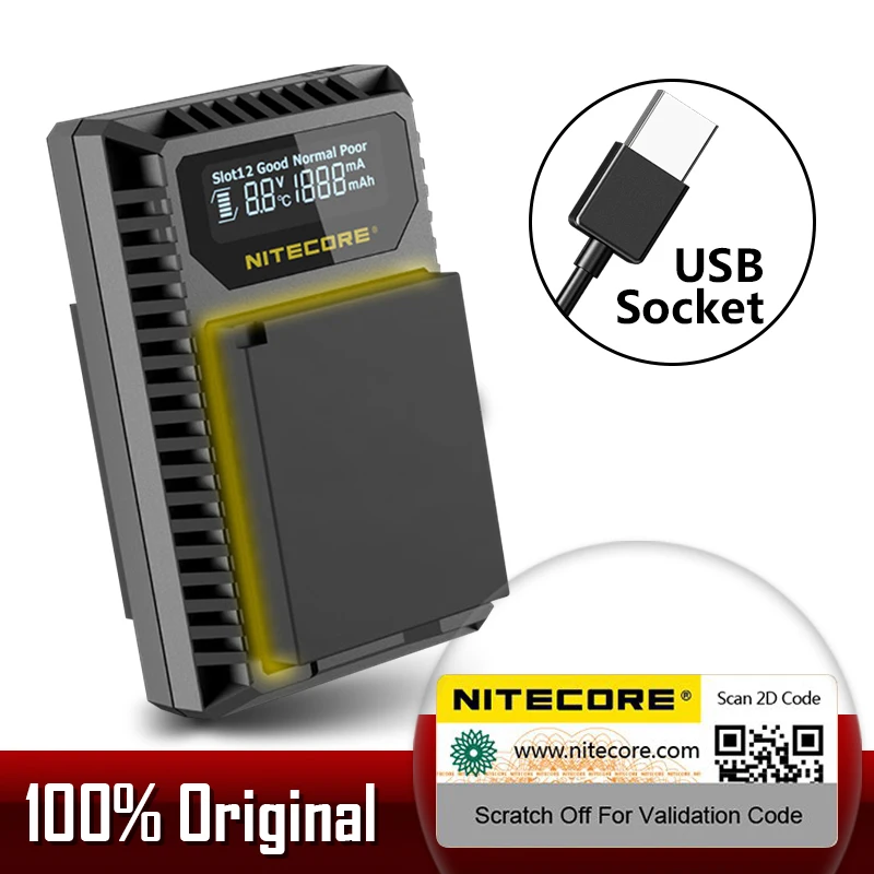 Зарядное устройство Nitecore FX1 с двумя слотами USB для Fujifilm камеры и аккумулятором