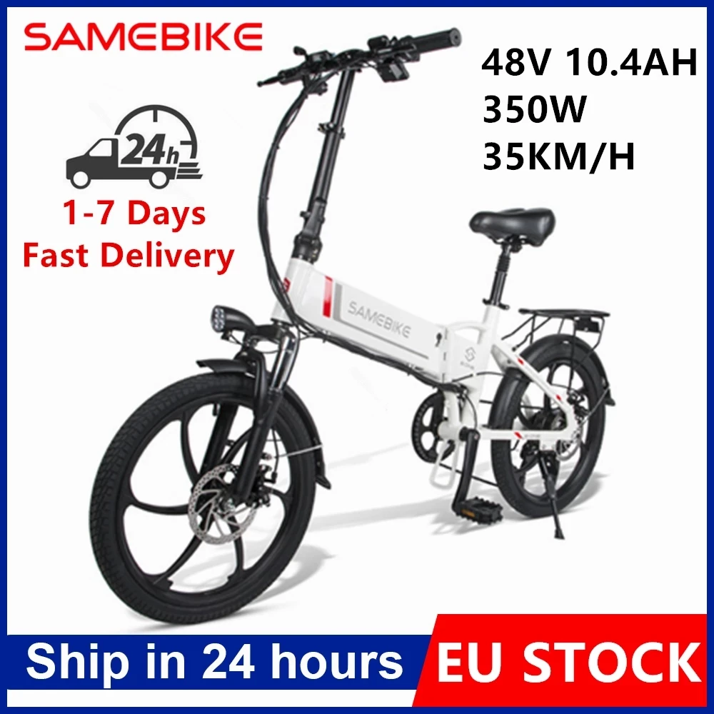 EU Stock Original SAMEBIKE 20LVXD30 Cycling Folding Smart Electric Bike E-Bike 48V 10.4AH 350W 20 inch 35km/h with EU Plug