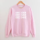 GRL PWRсвитшот с буквенным принтом для женщин и девочек, толстовка с капюшоном, феминистские пуловеры с круглым вырезом, с длинными рукавами, топы с рисунком человека, Kawaii, одежда