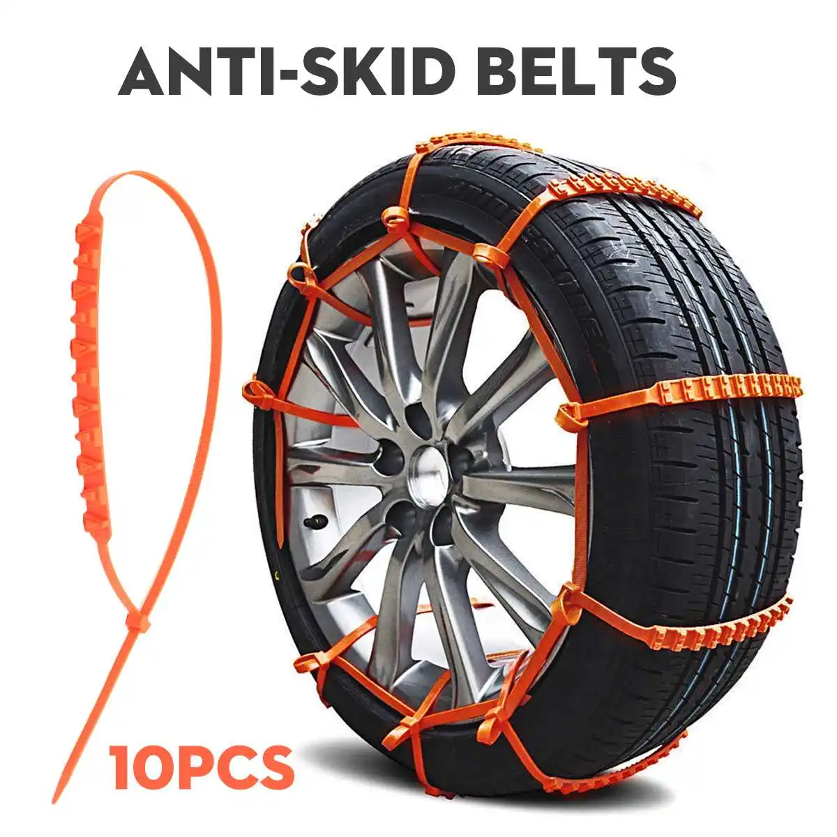 

10Pcs Car Tire Anti-skid Ties Snow Chains Car Tire Wheel Anti-Slip Cable Belt Chain For Car Rain Ice Emergency Chains Tool