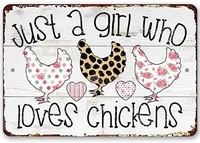 tin metal sign just a girl who loves chickens metal vintage tin sign decor shop funny retro wall art sign 12x16inch