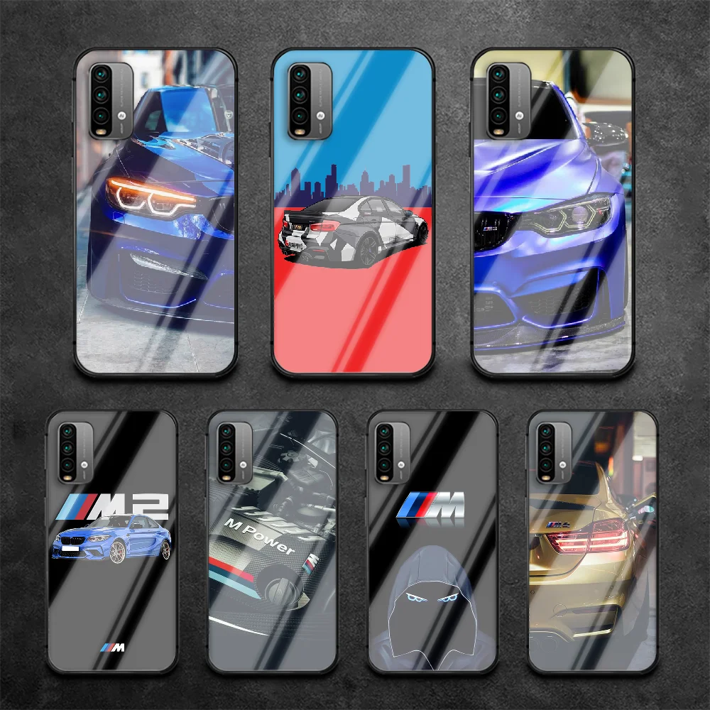 

Car Power Sports Car M Phone Tempered Glass Case Cover For Xiaomi Redmi Note 7 8 9 A S T K30 Pro Ultra Painting Tpu