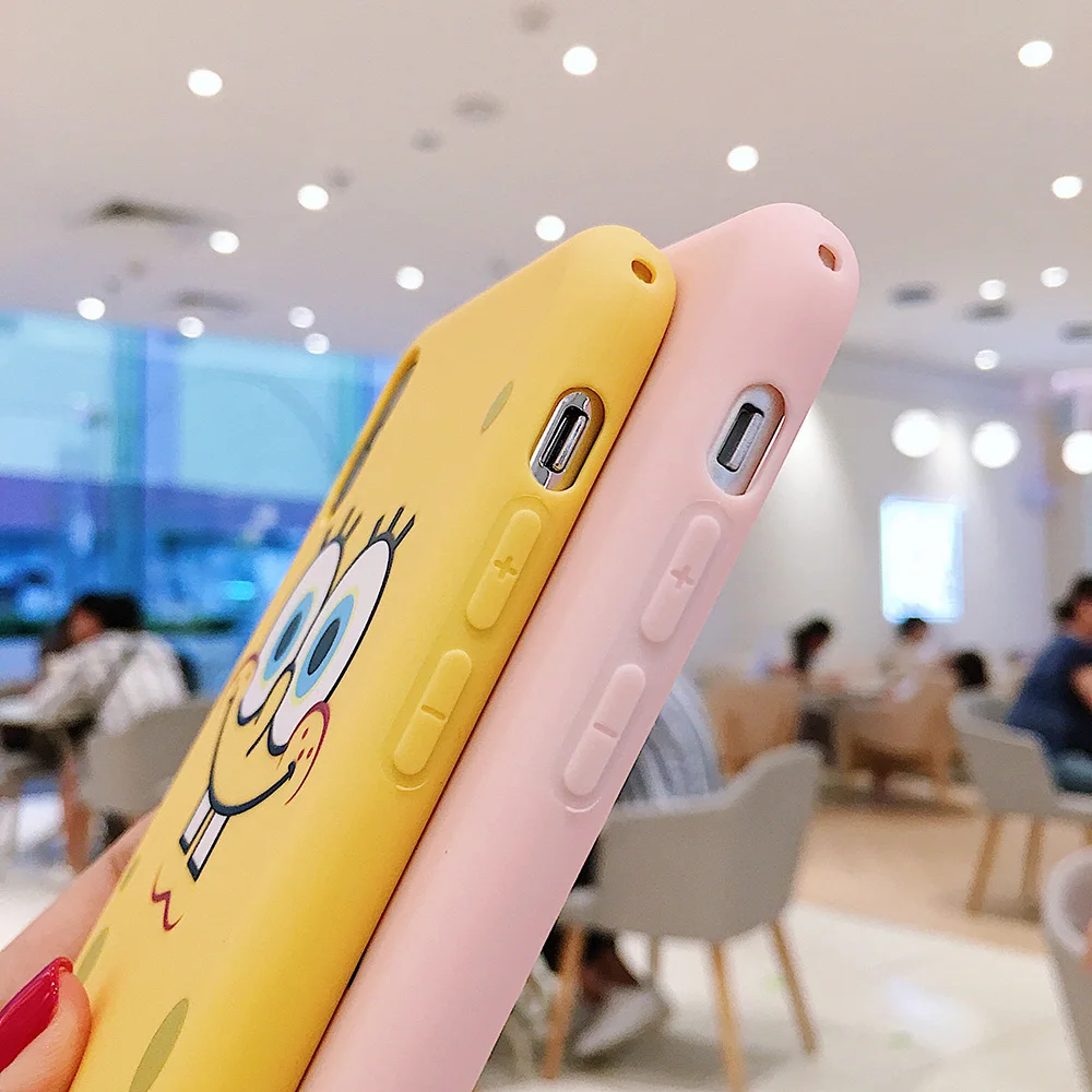 For iPhone 6 6s 7 8 Plus X Xs 11 Pro Max Xr Soft Silicone Cases Cute Funny Cartoon Sponge Bob Square Pants Patrick Star Case