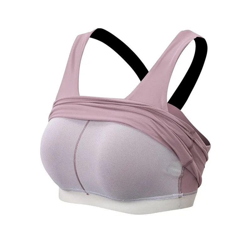 

Women Sports Yoga Solid Color Vest Breathable Nylon Fitness Top Shockproof Cross Back Push Up Active Tight Bra