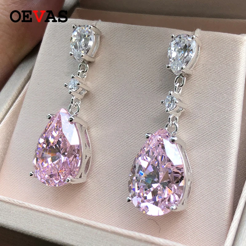 Женские серьги в виде капли воды OEVAS AAAAA + 10*14 мм с цирконием вечерние ювелирные