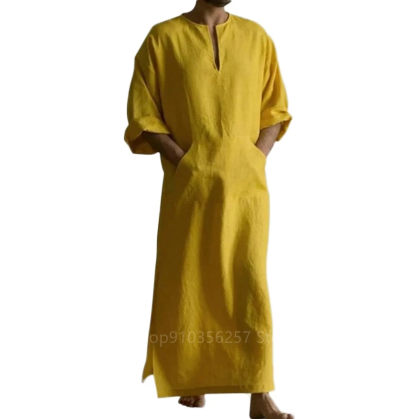 

Muslim Fashion Men Arabic Jubba Thobe Pakistan Split Dubai Karftan Dress Arab Mens Islamic Clothing Robe De Moda Musulmana