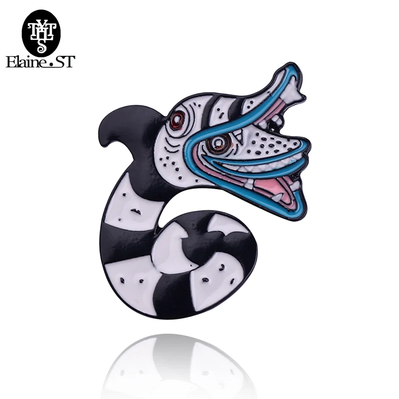 Черный и белый змея эмаль булавки значки с животными нагрудный знак брошь для