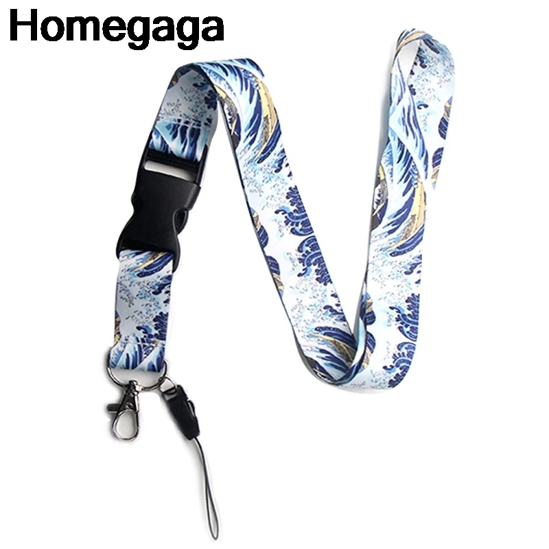 

Homegaga Kanagawa волнистый брелок для удостоверения личности с ремешком на шею для кинофильма держатель для ключей для очков с бусинами брелок для...