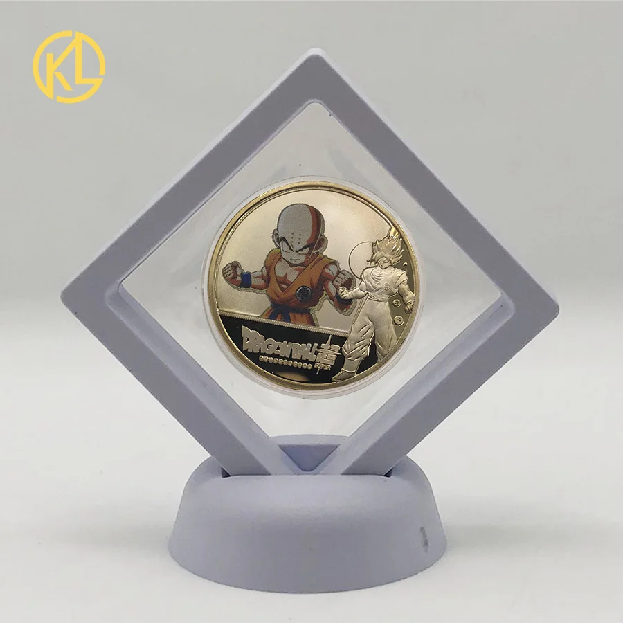 Kuririn with Stand KL Dragon Cartoon Ball Z seriies позолоченные Коллекционные монеты, японские монеты, набор с сертификатом, Прямая поставка - Цвет: Kuririn with Stand
