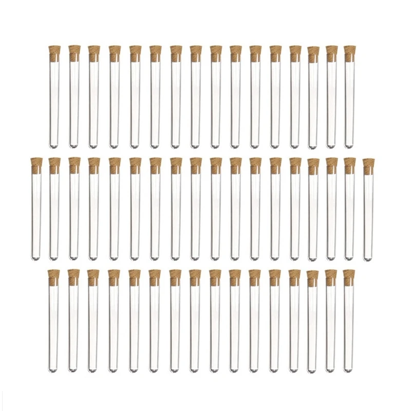 

New Aboratory Plastic Test Tube With Cork Stopper For School Lab Experiment Transparent Plastic Test Tubes 100Pcs/Lot 12X75Mm
