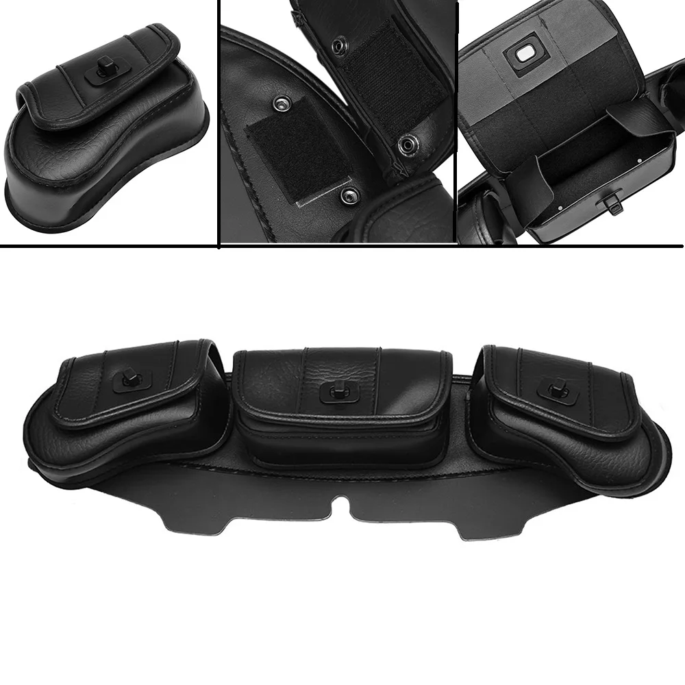 

Черная сумка на ветровое стекло для мотоцикла, 3 кармана для Harley Electra Street Glide FLHX 1996-2013