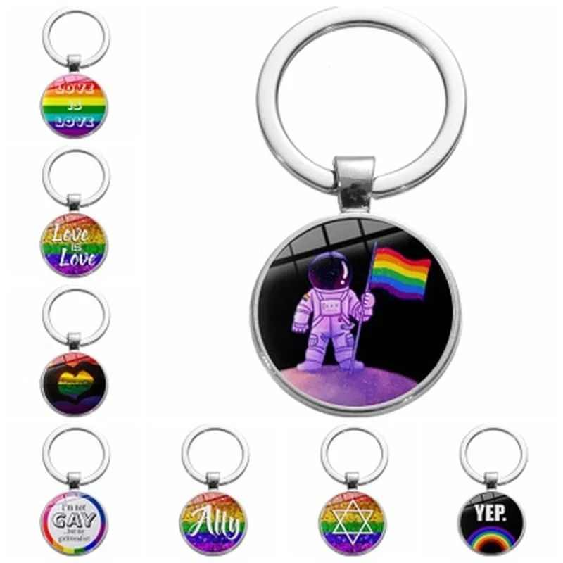 Флаги Радуга стеклянный купол на брелок Лесбиянок Гей ЛГБТ флаг автомобиля