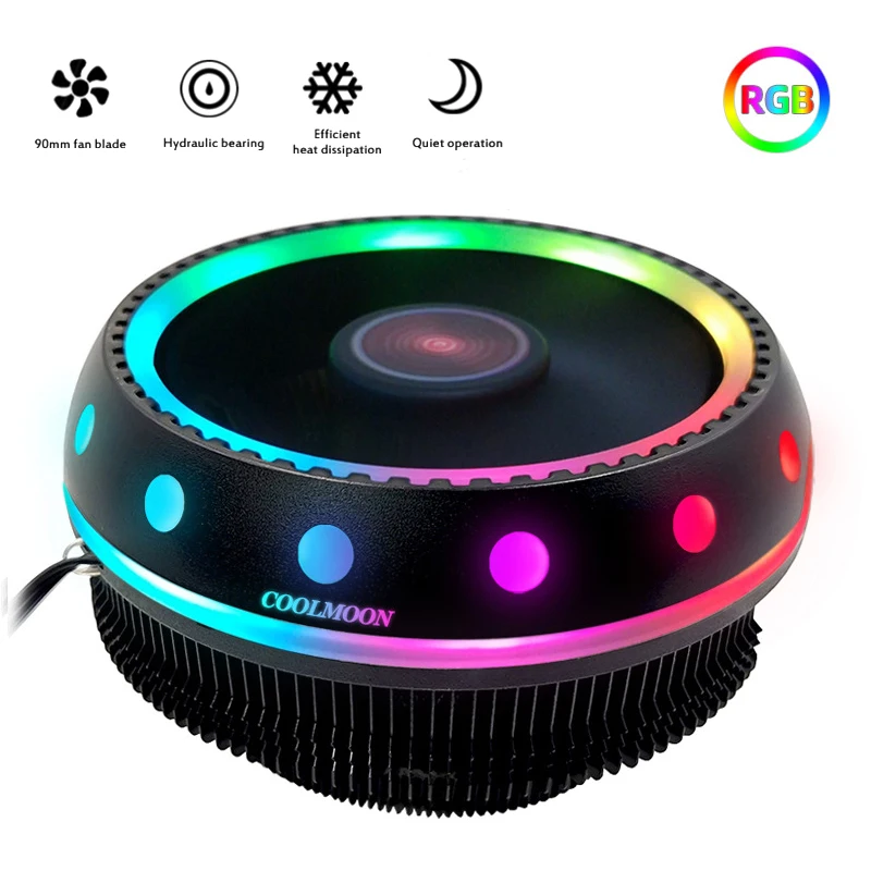 

UFO-type Radiator Desktop Computer Cpu Cooler Laptop Computer Components CPU Radiator RGB Color Light-emitting Mute Cooler Fan