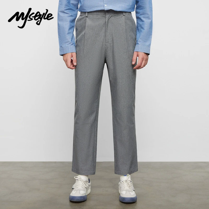

Мужские свободные брюки MJstyle сезона осень-зима 2021, повседневные серые брюки с эластичным поясом, офисные брюки, Первая дата 721530019