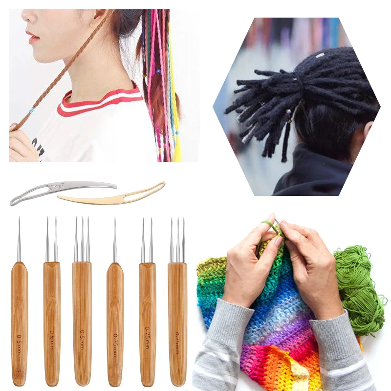 

Dirty Braid Hook Crochet 0.5mm 0.75mm Dirty Braid Bamboo Handle Crochet Tool Set Wool Sewing Needles