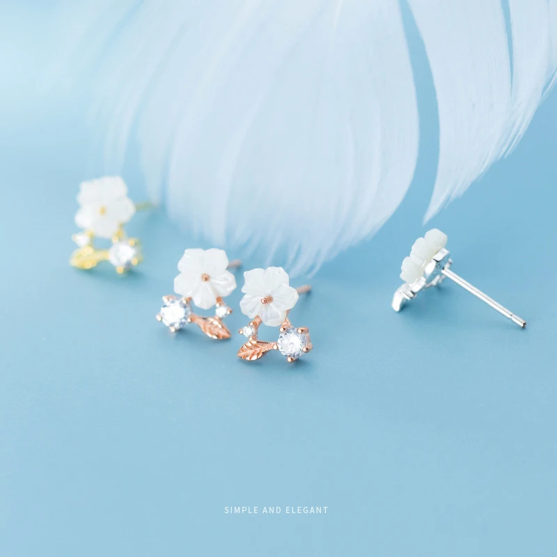 Modian 3 Цвет элегантный оболочки Цветы блестящее циркониевое листья серьги