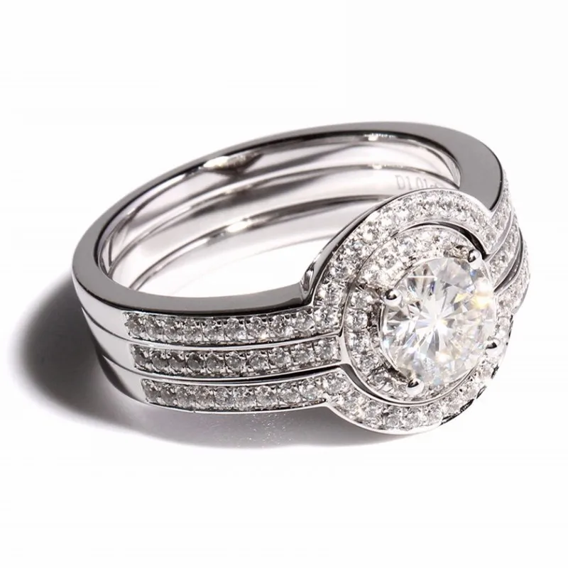 Женский модный набор колец с искусственным бриллиантом 3 в 1 10 КТ покрытый белым