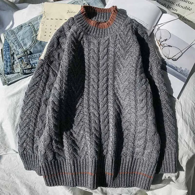 Корейский стиль Осень зима модные толстые теплые мужские свитера обычный