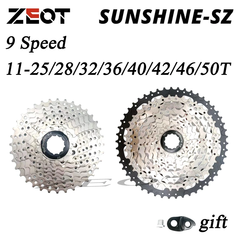 

SUNSHINE MTB Sprocket 9 Speed Velocidade 11-25T/28T/32T/36T/40T/42T/46T/50T Bicycle Cassette Freewheel Road Bike For SHIMANO