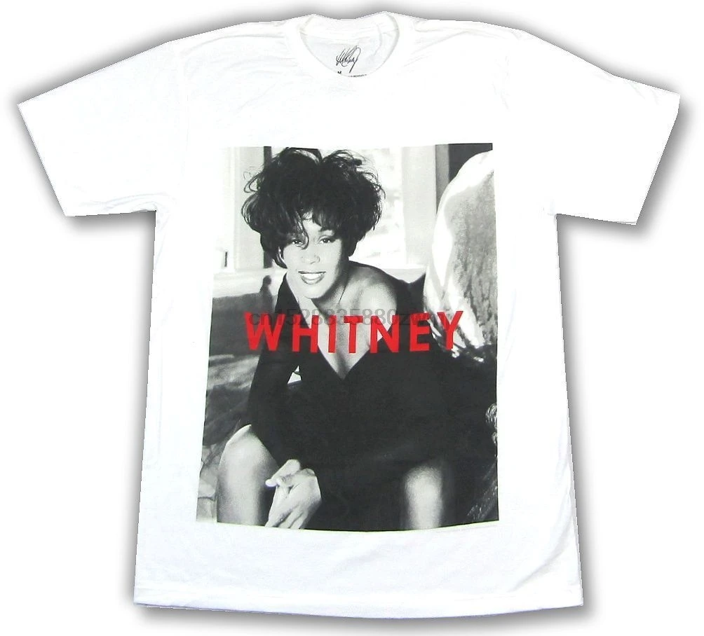 

Whitney Houston BW Portrait Photo Image White T Shirt New Official Merch