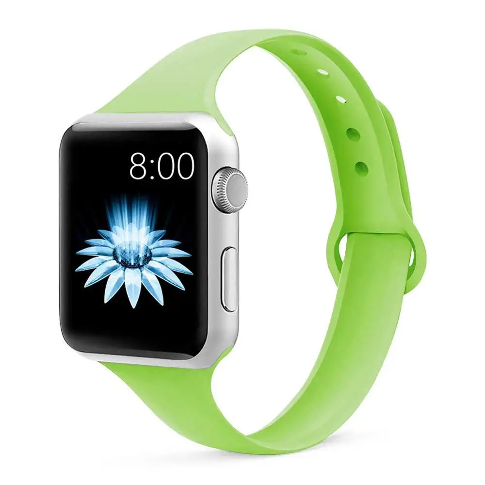 24 green Strap for Apple watch 4 band 44mm 40mm iWatch band 38mm 42mm Sports silicone bracelet Watchband for correa Apple watch 3/2/1 - Цвет ремешка: 24 green