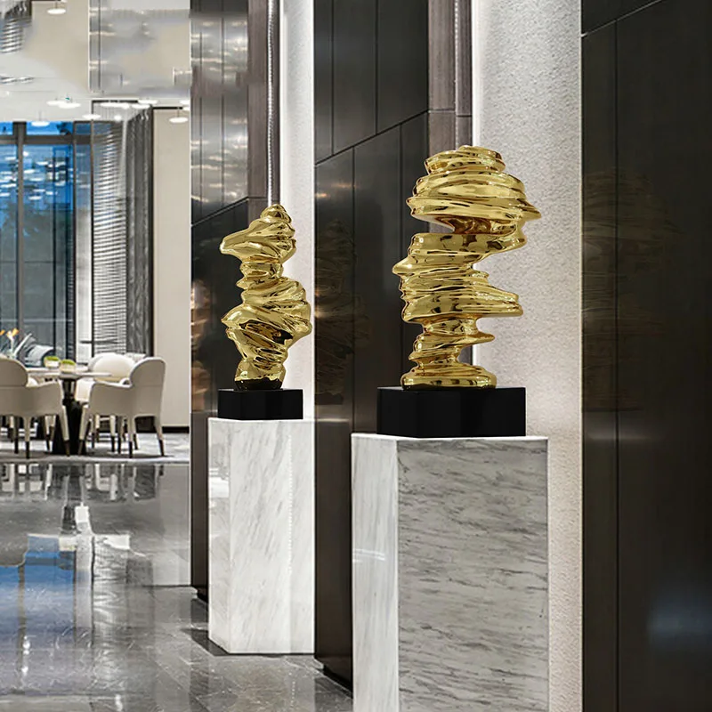 Статуя Торнадо с мраморным покрытием статуя из золотистого и серебристого