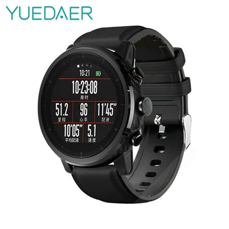 Black YUEDAER топ из искусственной кожи ремешок для Xiaomi Amazfit GTR 47 47 мм Stratos 2 3 Pace ремешок для huawei Watch GT 2 GT2 ремешок для часов - Цвет: Black