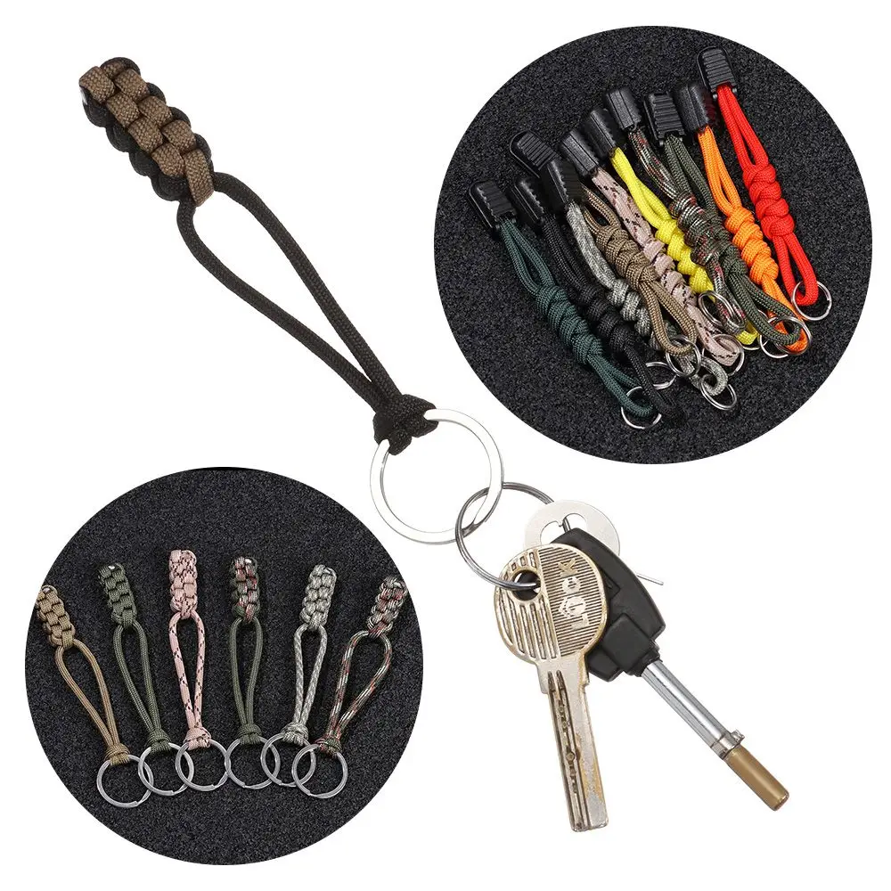 

Survival Backpack Self-Defense Parachute Cord Paracord Keychain Lanyard Triangle Buckle Key Ring Anti-lost Knife Rope