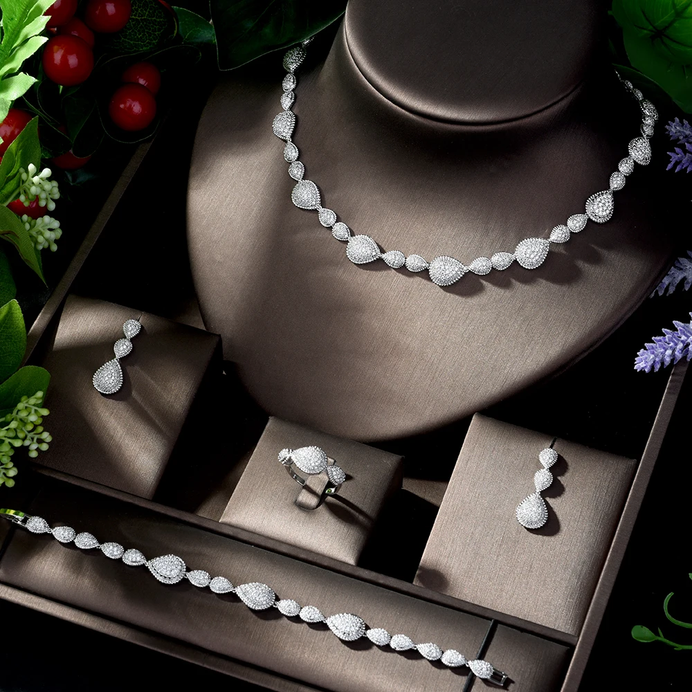 Новый Круглый ювелирный набор hiневесты с кубическим микро цирконием для женщин