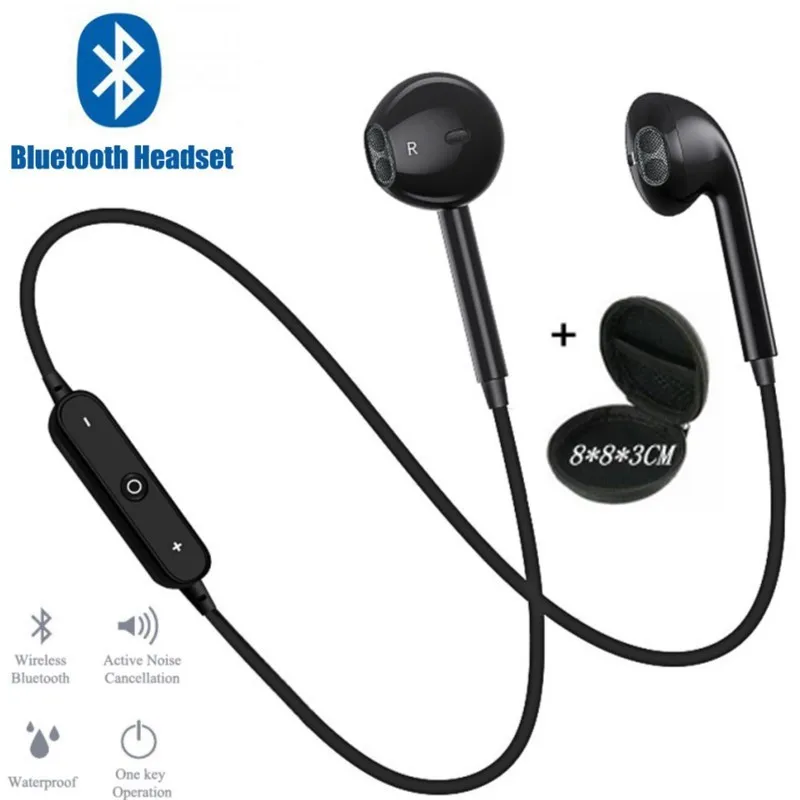 black with bag Спортивные шейные беспроводные наушники, музыкальные наушники-вкладыши, гарнитура с громкой связью, Bluetooth наушники с микрофоном для huawei, Xiaomi, для всех телефонов - Цвет: black with bag