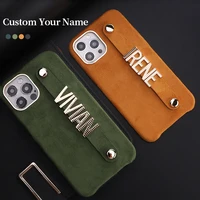 custom name personalied luxury cashmere leather phone case for iphone 11 12 13 pro max suitable for winter striped letters cover