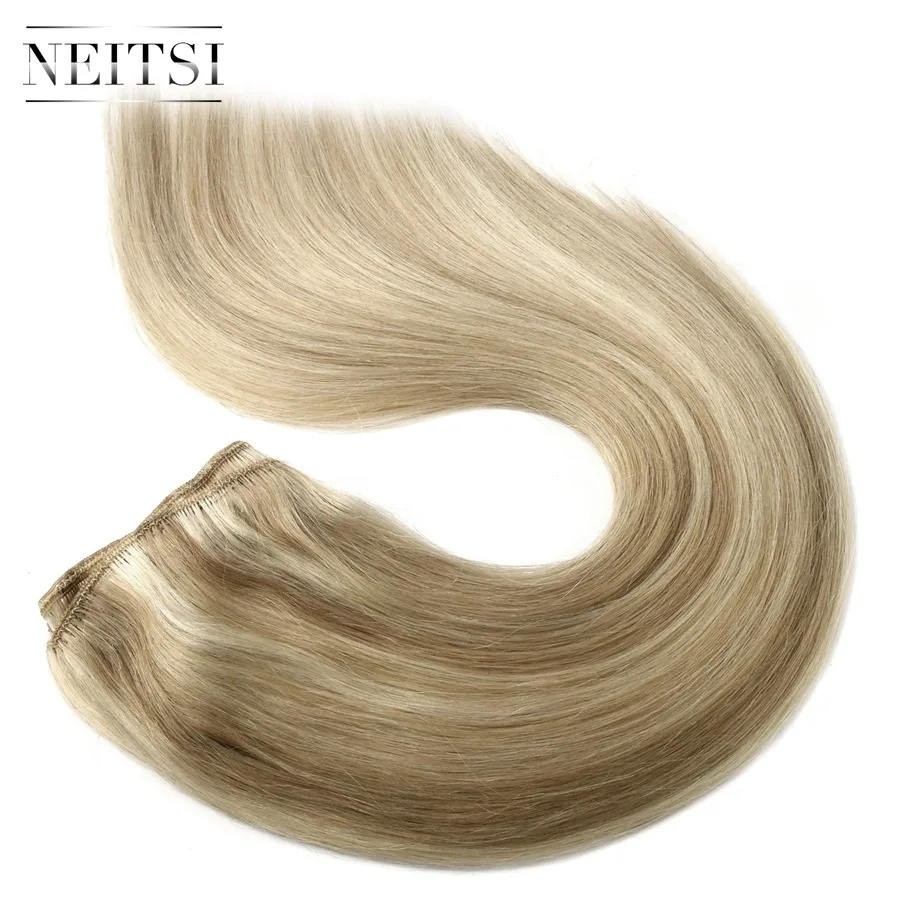 Neitsi прямые человеческие волосы Remy с двойным нарисованным плетением для наращивания, 20 дюймов, 50 см, 100 г/шт., пряди для наращивания, окрашенные волосы с эффектом омбре