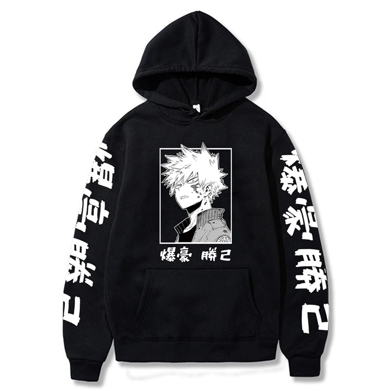

Толстовки с надписью «Моя геройская Академия», Katsuki Bakugo, свитшот, унисекс, одежда для мужчин и женщин, толстовки с капюшоном в стиле аниме, то...