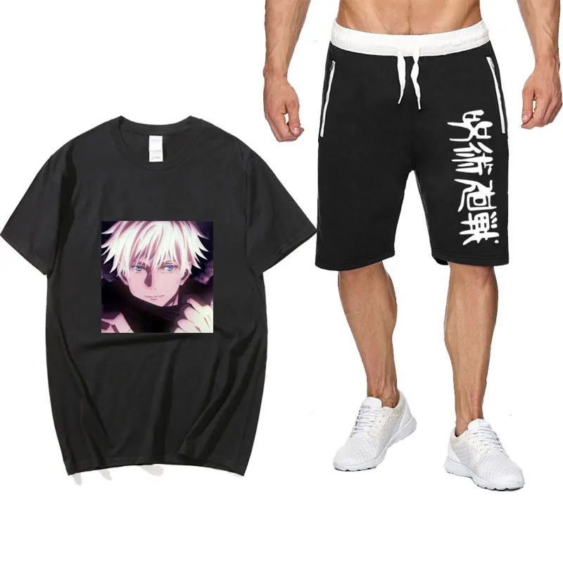 

Summer Anime Jujutsu Kaisen Streetwear T-shirt + Sports cotton short sleeved shorts quartile pantsuit T Shirts Sets Sweatpants