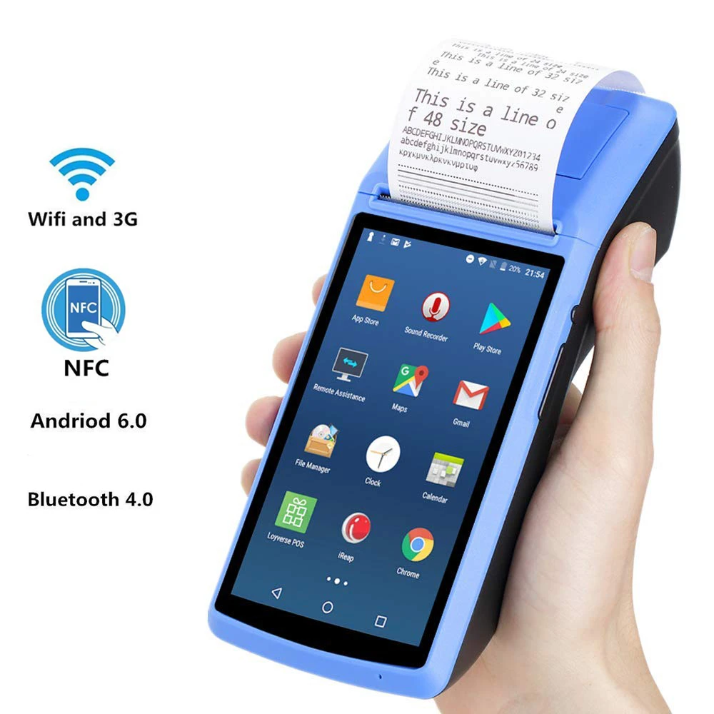 

PDA Barcode Camera Scanner Handheld Thermal Printer device Pos terminal built in thermal bluetooth printer 58mm wifi