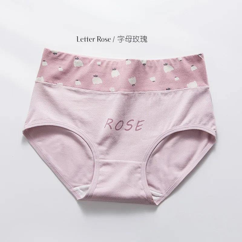 Letters roses Нижнее белье для девушек, хлопковое нижнее белье, высокая талия, живот, хлопок, качественная ткань, трусы, фрукты, ананас, мороженое, шорты, штаны - Цвет: Letters roses