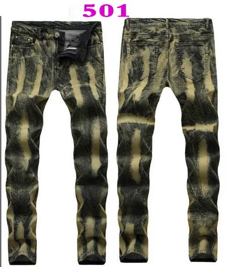 Men's Jeans Washed Cotton Distressed Skinny Ripped Jeans Slim Feet Jeans Men's Hole Denim Pants Multiple Styles Size 29-40