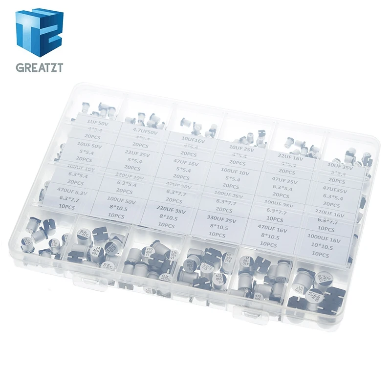 Набор алюминиевых электролитических конденсаторов SMD 1 мкФ Ф ~ 1000 6 3 в-50 в 400 шт. 24