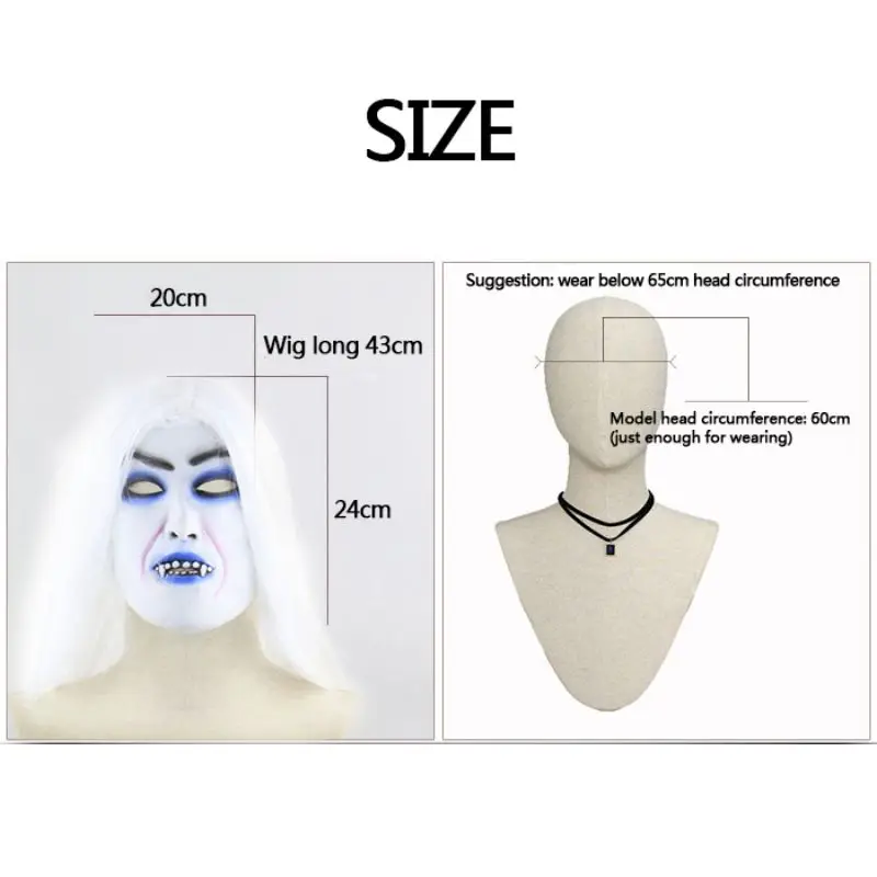 2019 Хэллоуин ужас белые волосы ведьмы призрак маска длинные заклятие головные