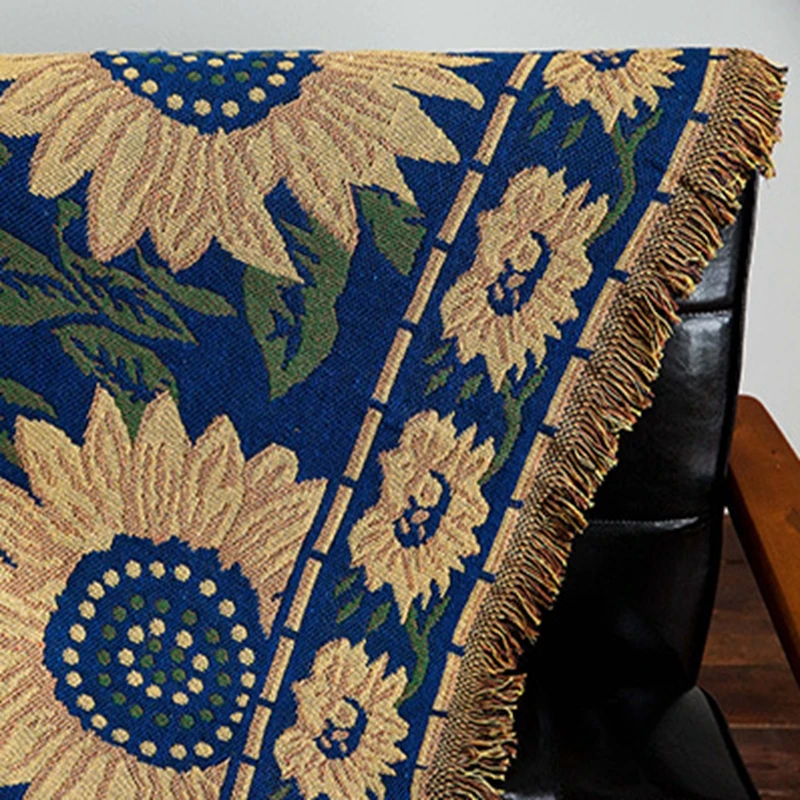 Американский кантри диванные одеяла подсолнухи декоративные Slipcover кидает на диван кровать путешествия коврики коврик-шарф кисточки