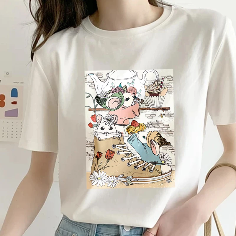 

Mouse Shoes Frau T-Shirts Street Style campus Korean Clothing Trending American Ladies Tops t shirt for men Dames Kleding