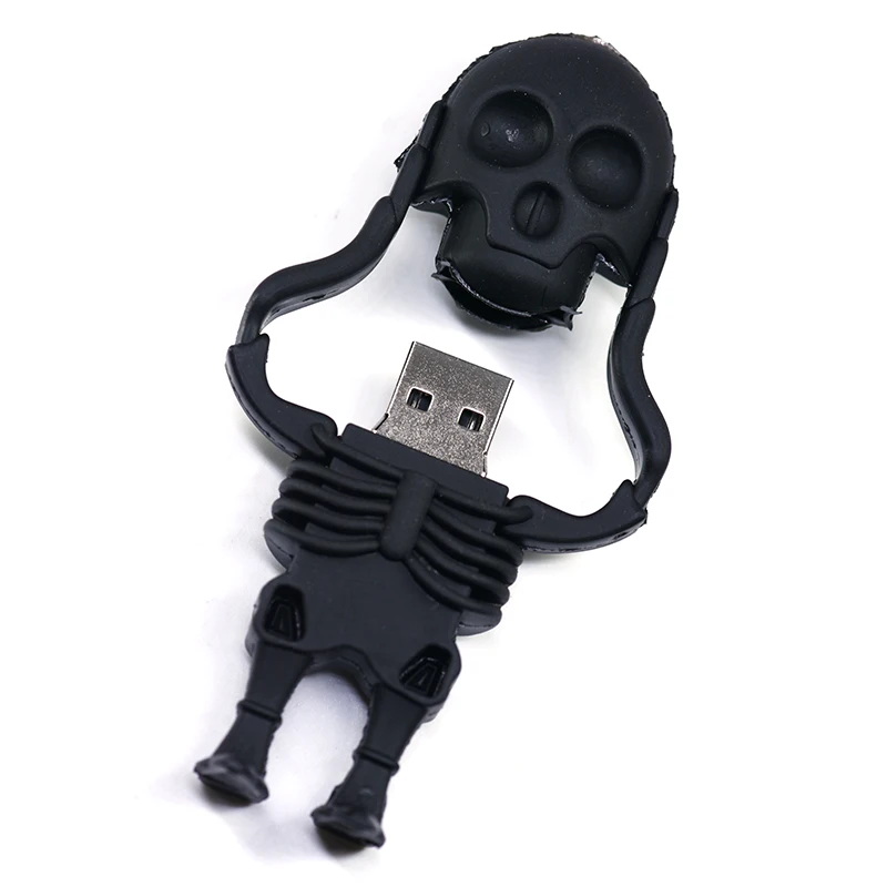 Забавный Скелет USB флеш накопители черный череп ручка привод 128 ГБ 256 Гб карта